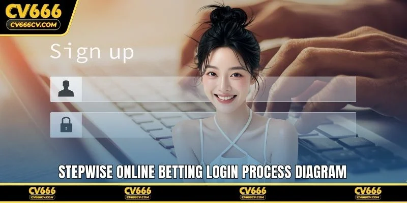 Stepwise online betting login process diagram